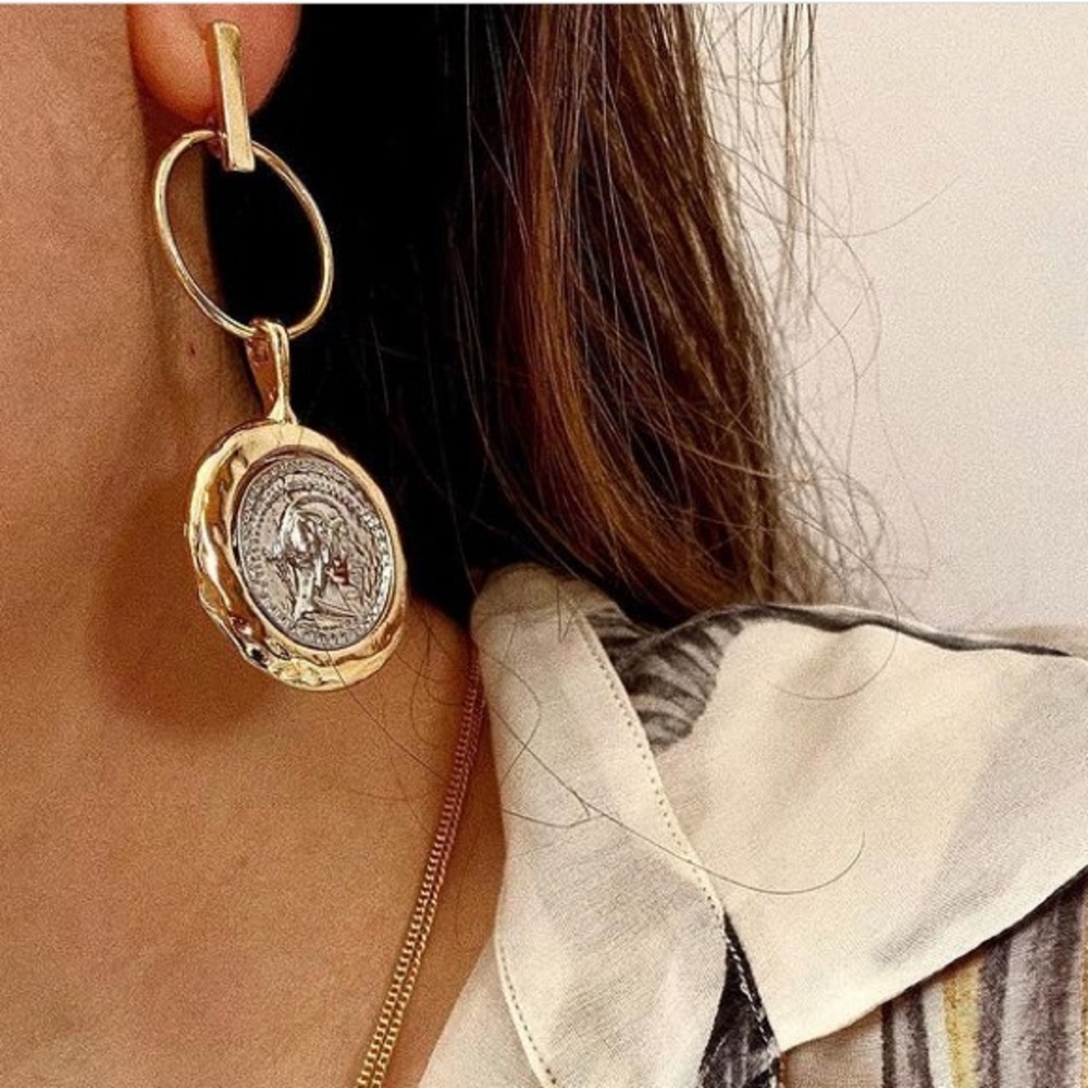 Gold plated coins earrings - Picture 2 of 4